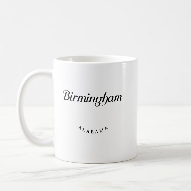 Birmingham Alabama Black Font Coffee Mug (Left)
