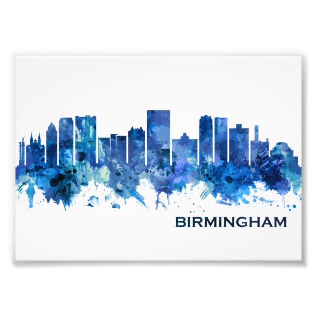Birmingham Alabama Skyline Blue Photo Print (Front)