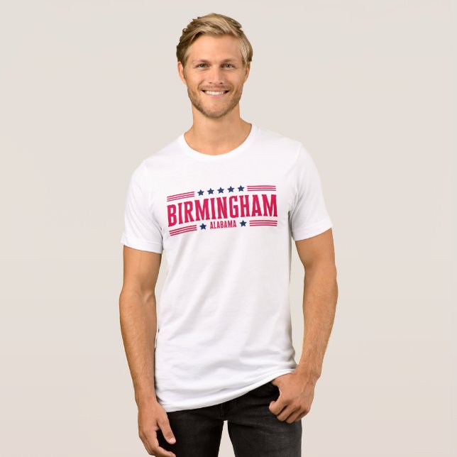 BIRMINGHAM ALABAMA Stars and Stripes Tri-Blend Shirt (Front Full)