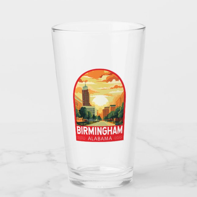 Birmingham Alabama Travel Art Emblem Glass (Front)