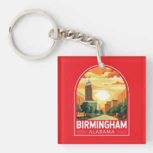 Birmingham Alabama Travel Art Emblem Key Ring