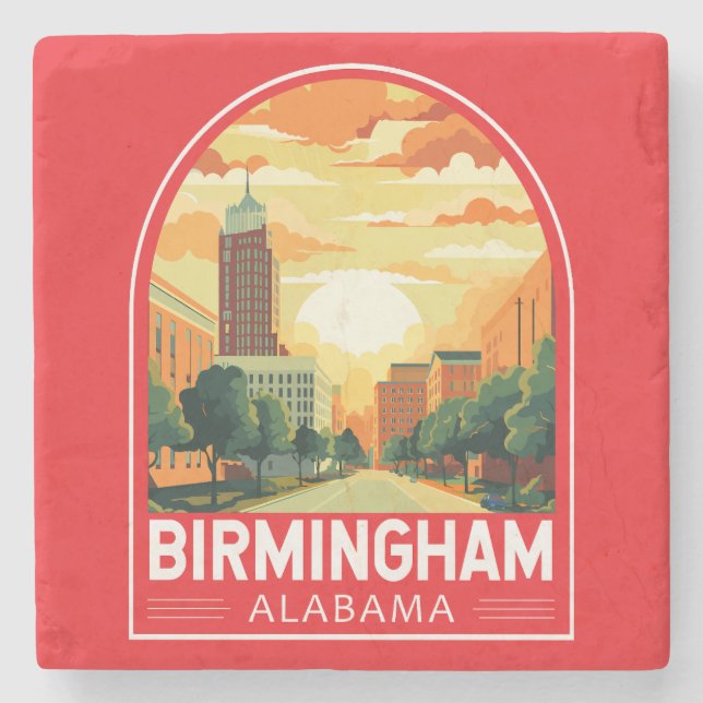 Birmingham Alabama Travel Art Emblem Stone Coaster (Front)
