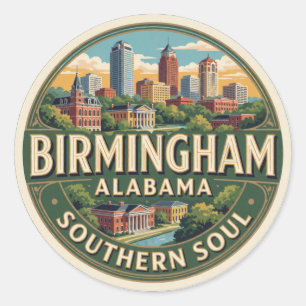 Birmingham Alabama USA Civil Rights City Travel 🏛 Classic Round Sticker
