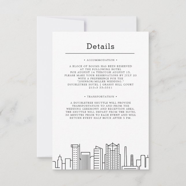 Birmingham, Alabama Wedding | Guest Details Invitation (Front)