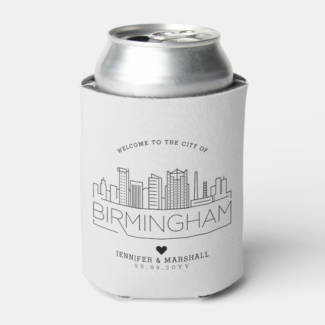 Birmingham, Alabama Wedding | Stylised Skyline Can Cooler (Can Front)