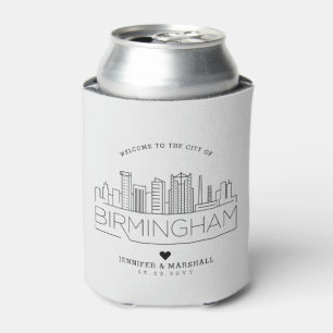 Birmingham, Alabama Wedding   Stylized Skyline Can Cooler