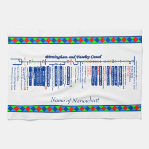 Birmingham and Faseley Canal UK Waterways Blue Tea Towel