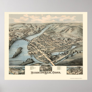 Birmingham, CT Panoramic Map - 1876 Poster