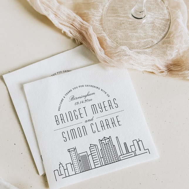 Birmingham Deco Skyline | Wedding Event Napkins (Creator Uploaded)
