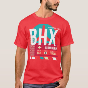 Birmingham England BHX Airport Code Baggage Tag T-Shirt