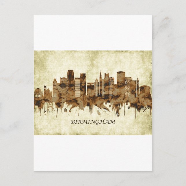 Birmingham England Cityscape Invitation Postcard (Front)
