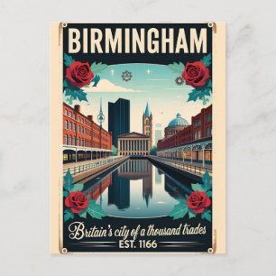 Birmingham England Retro Travel Poster Art Holiday Postcard