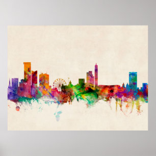 Birmingham England Skyline Cityscape Poster