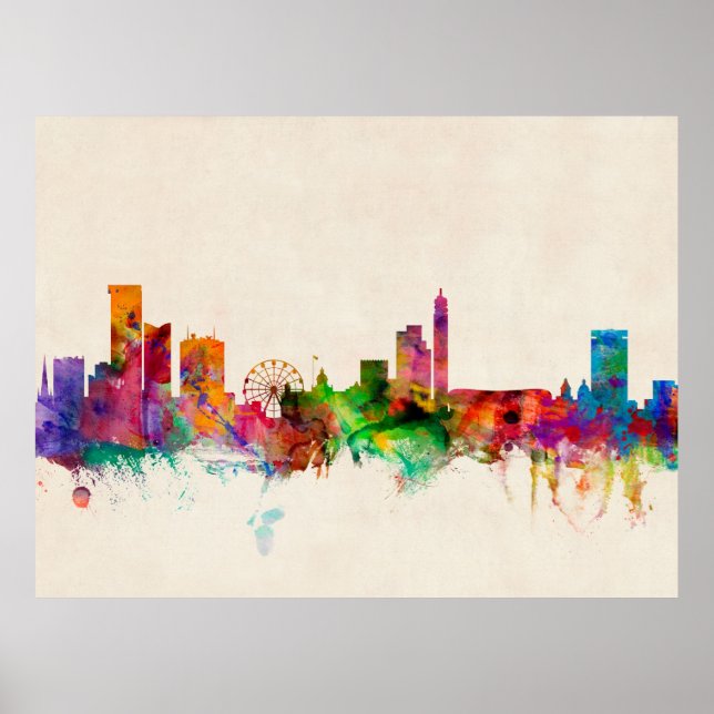 Birmingham England Skyline Cityscape Poster (Front)