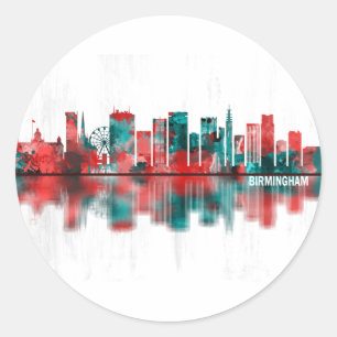 Birmingham England Skyline Classic Round Sticker