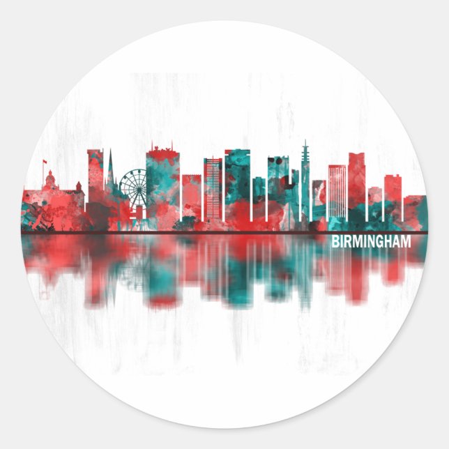 Birmingham England Skyline Classic Round Sticker (Front)