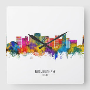 Birmingham England Skyline Square Wall Clock