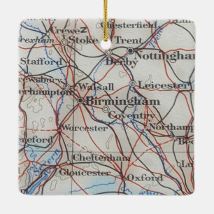 Birmingham England Vintage Map Ceramic Ornament
