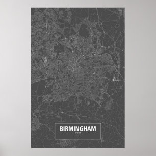 Birmingham, England (white on black) Poster