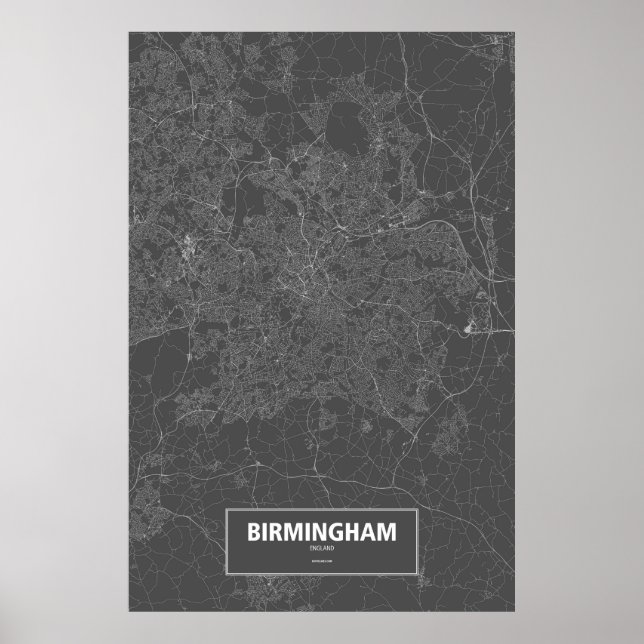 Birmingham, England (white on black) Poster (Front)