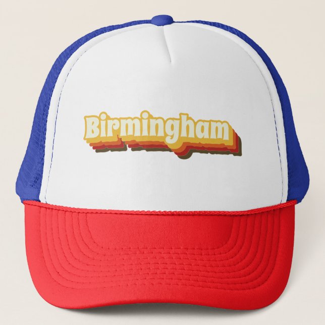 Birmingham Retro Vintage Text Trucker Hat (Front)