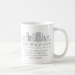 Birmingham Stylised Skyline | Custom Slogan Coffee Mug<br><div class="desc">A unique coffee mug representing the beautiful city of Birmingham, Alabama. This mug features a stylised illustration of the city's unique skyline with its name underneath. Underneath the city name is a spot for your unique slogan or statement about your favourite city. You can utilise the customisation function to change...</div>