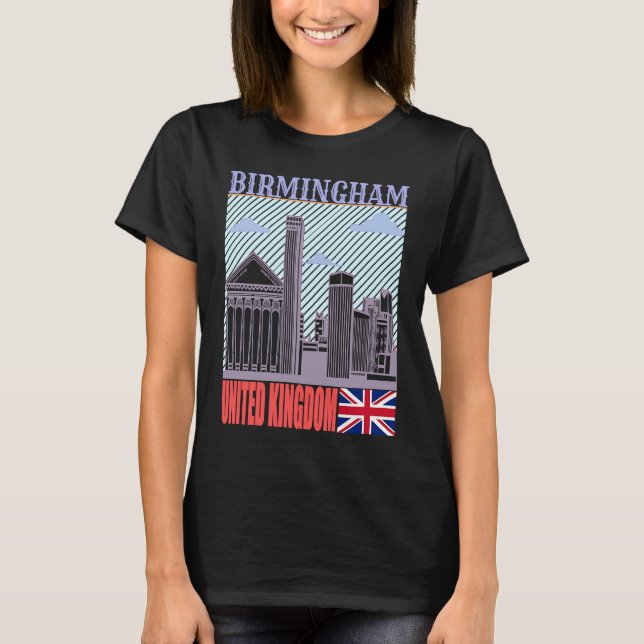 Birmingham UK Skyline Country City Skyline Landmar T-Shirt (Front)
