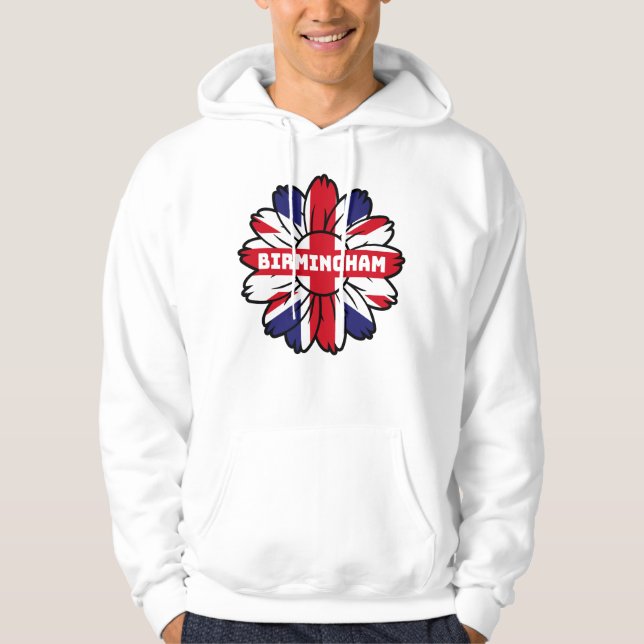 Birmingham Union Jack Sunflower  British Pride Hoodie (Front)