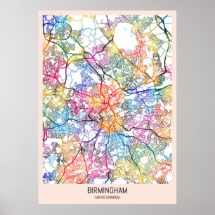 Birmingham United Kingdom City Map Poster