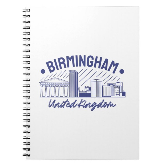 Birmingham United Kingdom Skyline Graphic Notebook (Front)