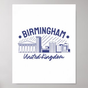 Birmingham United Kingdom Skyline Graphic Poster