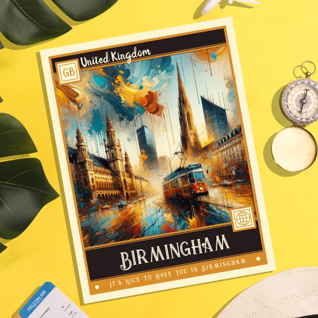 Birmingham, United Kingdom | Vintage Painting Postcard (Creator Uploaded)