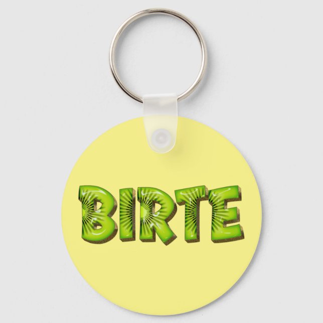 Birte Name Kiwi Design Keychain (Front)