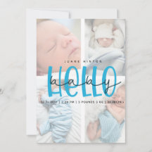 birth annoucement caed 4 photo collage card