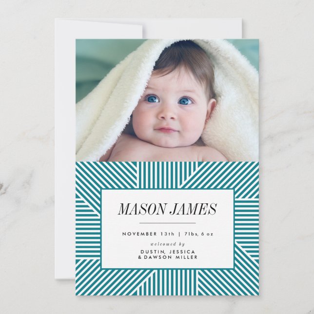 Birth Announcement, Baby Announcement, Blue, Boy Announcement (Front)