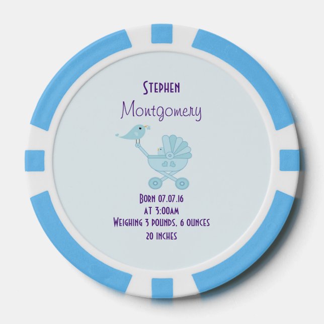 Birth Announcement Baby Bird Poker Chips (Front)