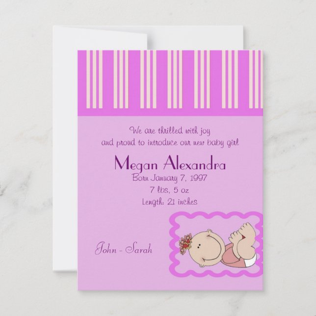 Birth Announcement Baby Girl (Front)