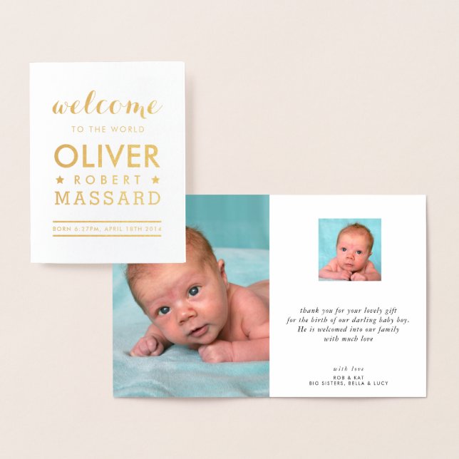 BIRTH ANNOUNCEMENT baby photo simple text stack (Display)