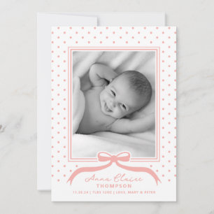 Birth Announcement Bow Polka Dot