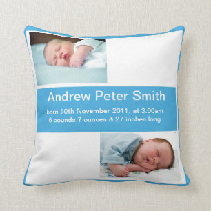 Birth Announcement Boy Pillow