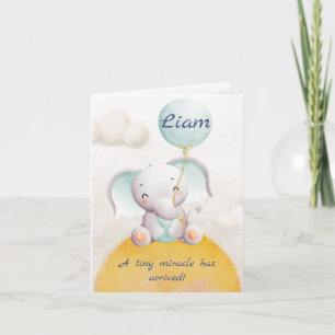 Birth announcement card boy - Charming Elephant