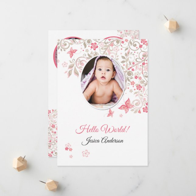 Birth Announcement Card Template (Front/Back In Situ)
