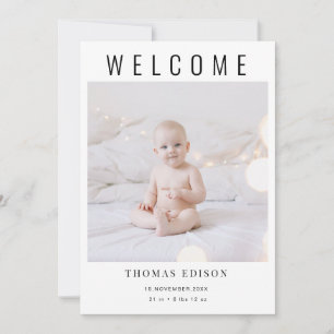 Birth Announcement Card   Welcome Baby Photo 