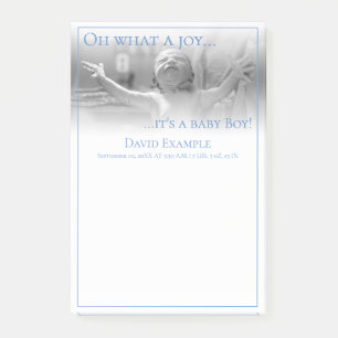 Birth announcement card with baby post-it notes