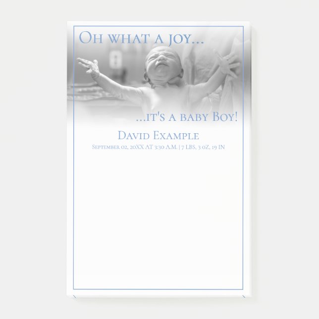 Birth announcement card with baby post-it notes (Front)