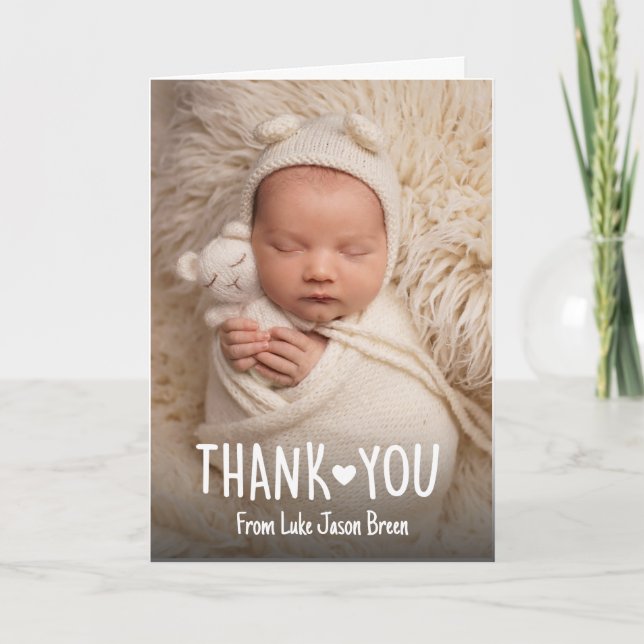 Birth announcement card with photo, baby thank you (Front)