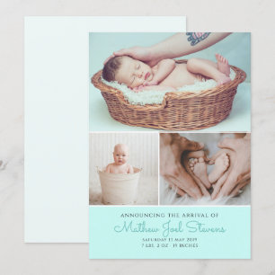 Birth announcement cards baby boy photos thank you