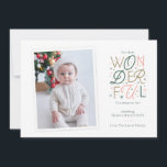 Birth Announcement Christmas Card<br><div class="desc">This Christmas birth announcement features a photo of your new baby alongside hand lettered greeting of "Our most Wonderful Christmas so far" - personalise the colours to match your newborn photos! This card is perfect for celebrating baby's first Christmas or a new addition to the family.</div>