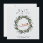 Birth announcement Christmas photo Holiday card<br><div class="desc">Baby its cold outside. Birth announcement Christmas photo Holiday card. Winter wreath watercolor design. Updated frame surrounding the photograph.</div>