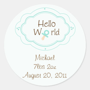 Birth Announcement Cupcake Toppers/Stickers Classic Round Sticker